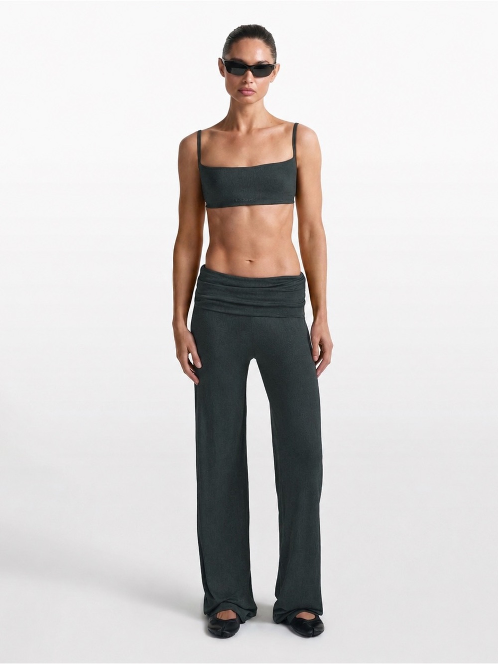 SKIMS stretch knit fold over Wide Leg pant